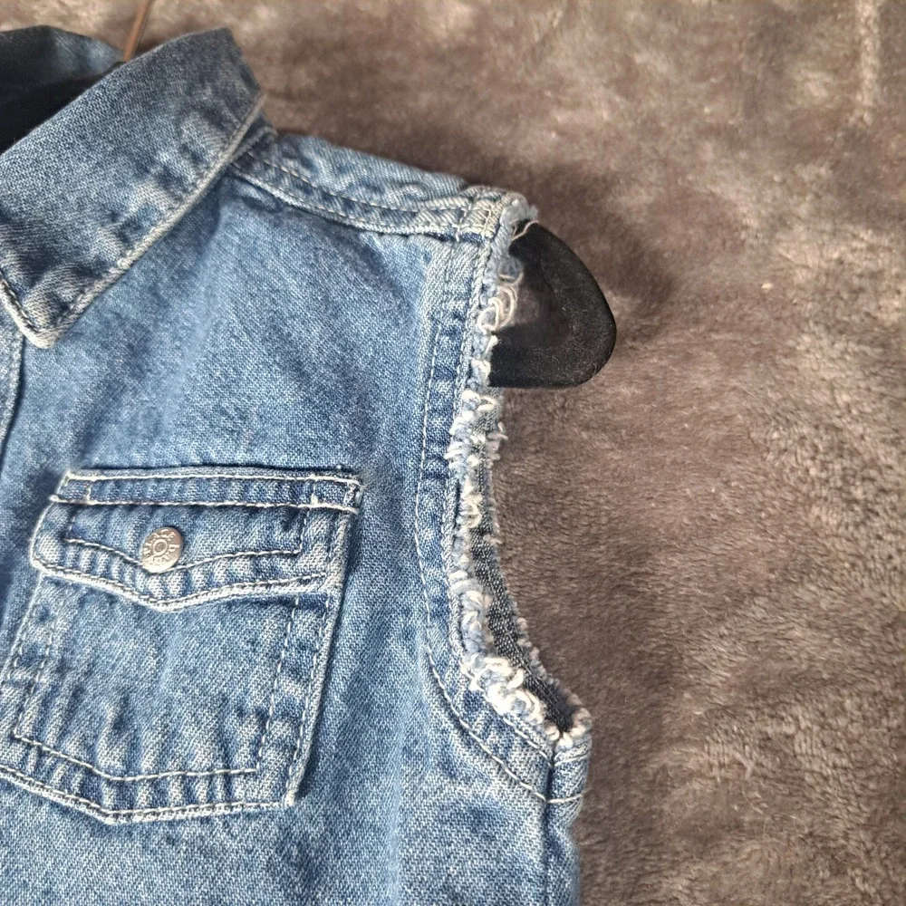 The Childrens Place Baby Denim Vest Blue 6-9 Months Retro Western Biker